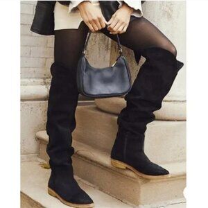 NEW Free People Black Suede Over The Knee Pointed Toe Boots